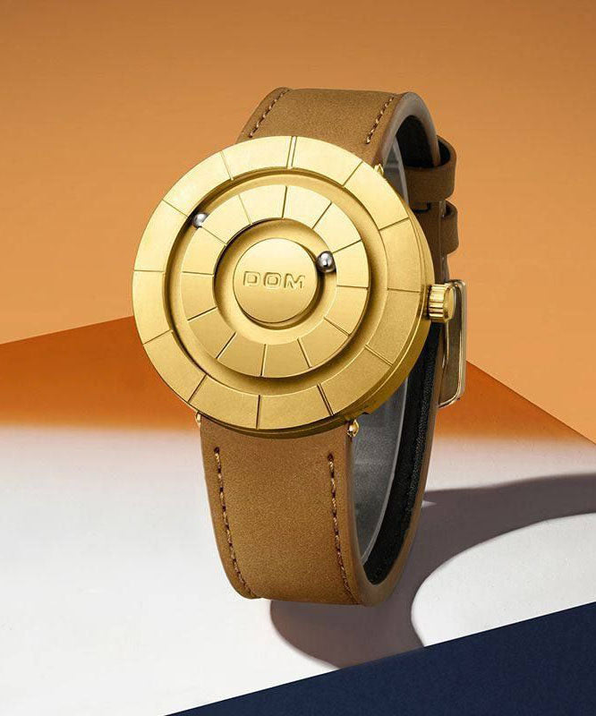 Montres étanches à quartz en cuir marron faites à la main - Urbann-Vibe