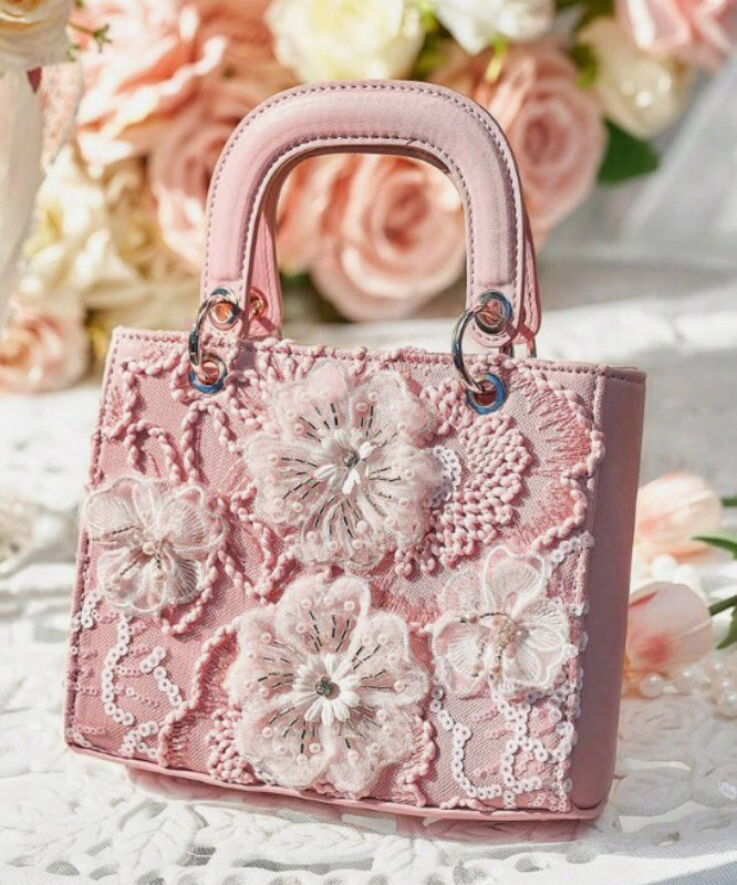 Mini sac en similicuir brodé de fleurs roses fait main - Urbann-Vibe