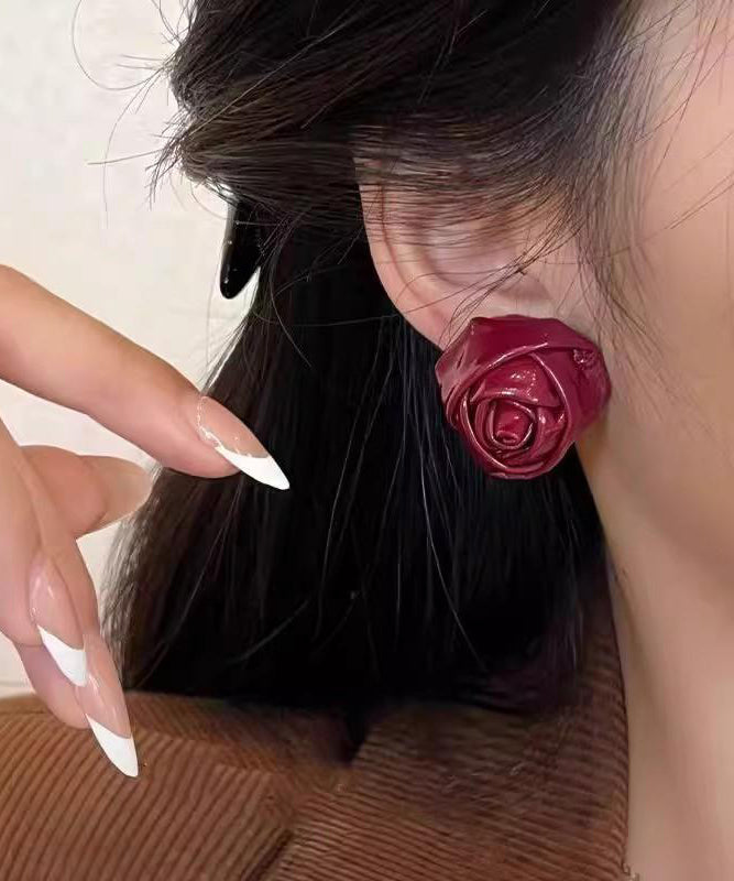Boucles d'oreilles à tige en PU rouge faites à la main - Urbann-Vibe