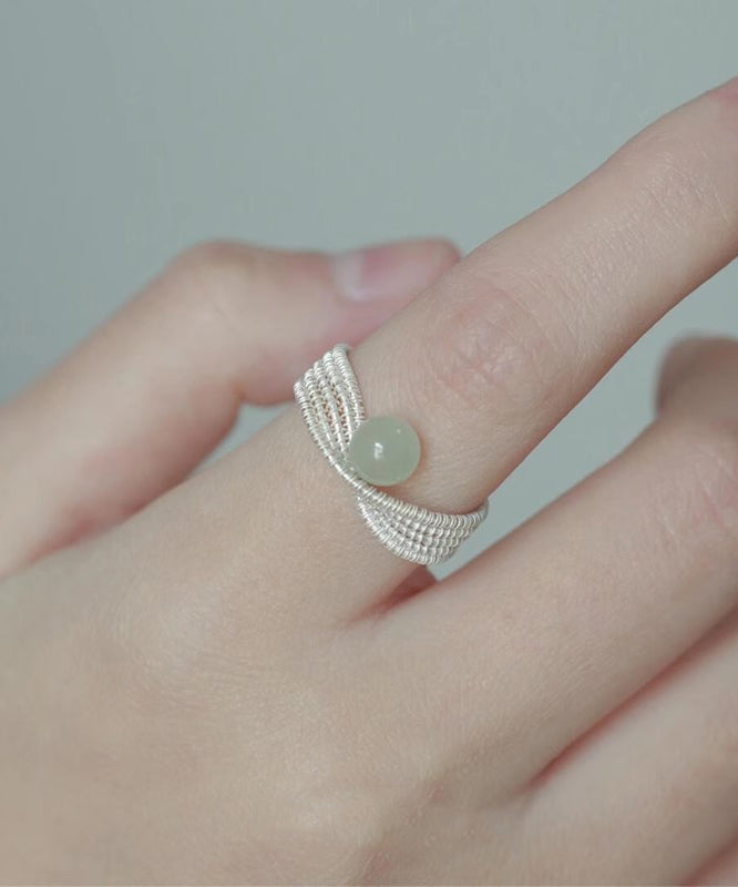 Bagues en argent sterling et jade tissées à la main - Urbann-Vibe