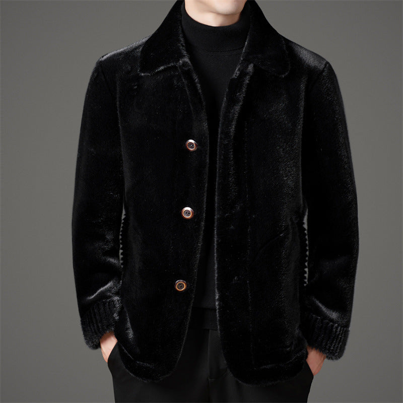 Men's Theodore fleece regular fit jacket with collared button front and ribbed cuffs