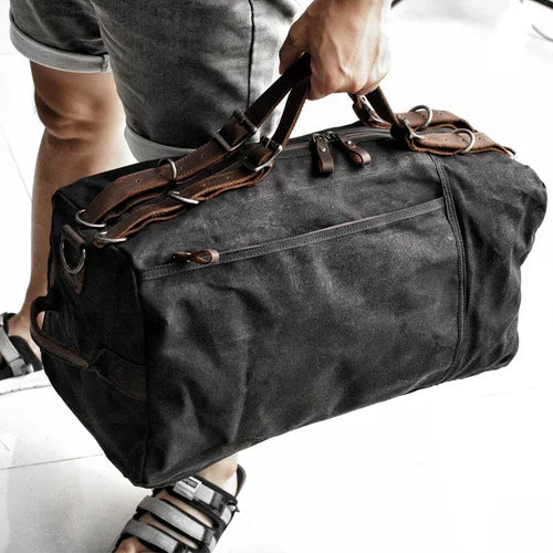 Urbann-Vibe TrekCanvas waxed canvas bag waterproof brown leather straps rugged travel backpack