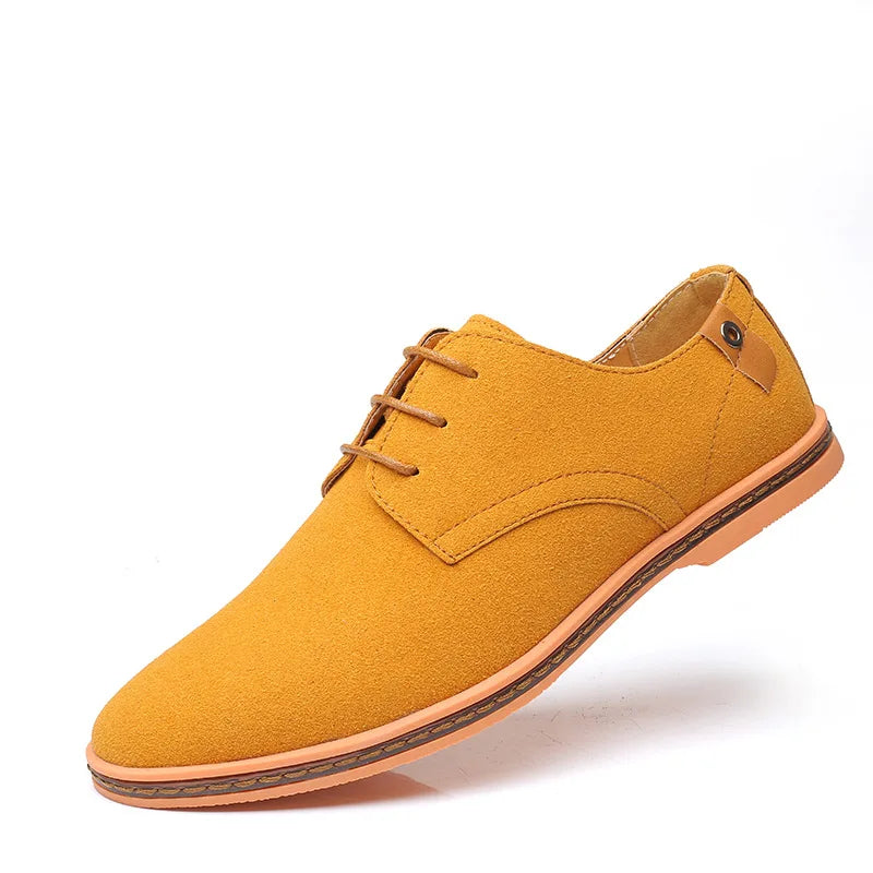 Men's vegan suede Oxford dress shoes in neutral tone, lightweight modern silhouette for professionals