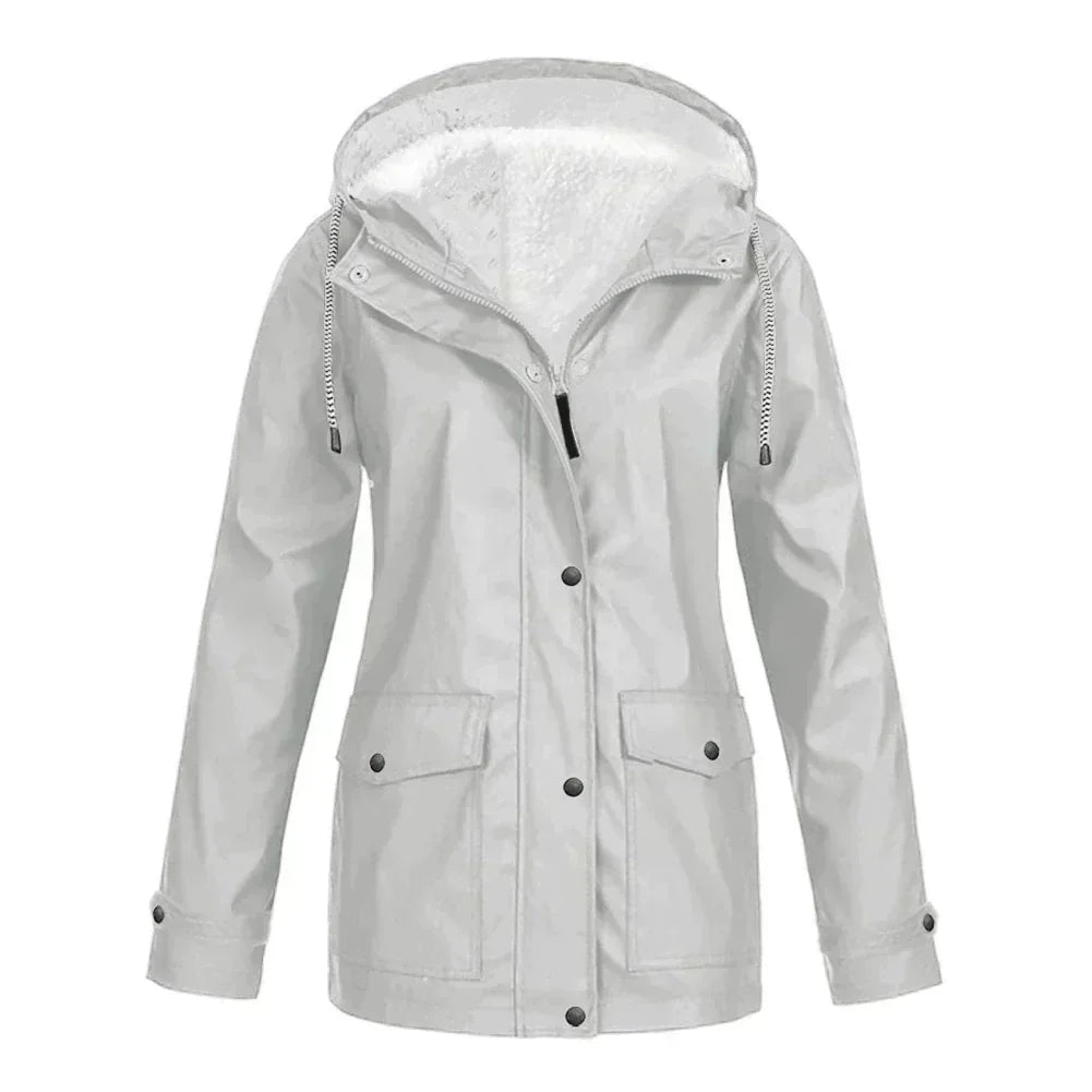Women's fleece-lined hooded rain jacket relaxed fit water-resistant lightweight Nordisk-Flair