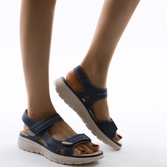 Zara women beige platform sandals dual velcro straps cushioned insole lightweight casual summer