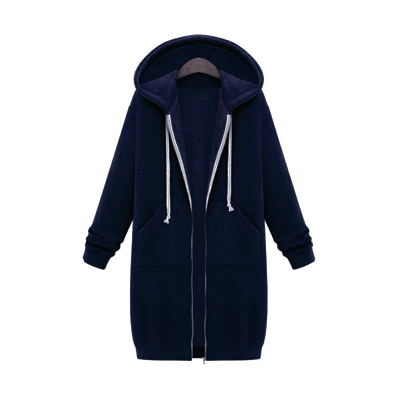Women's longline full-zip fleece hoodie in cozy relaxed fit with extended hem for versatile layering
