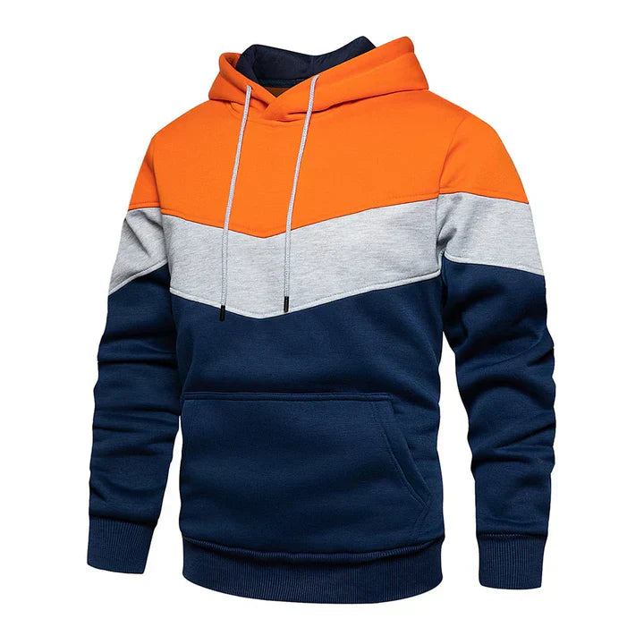Men's striped hoodie in casual fit with bold horizontal stripes, durable everyday comfort wear