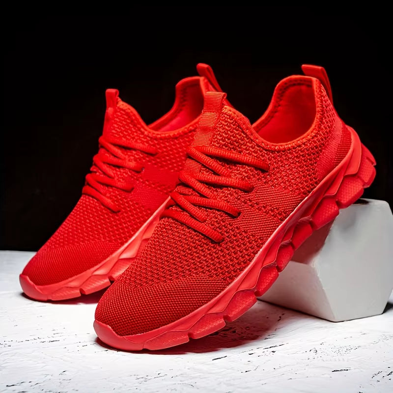 Lightweight breathable mesh running sneakers with second-skin knit fit and performance grip sole