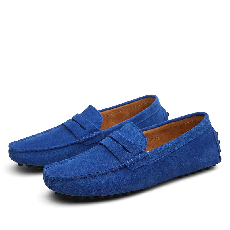 Men's classic slip-on loafers moc-toe stitching soft matte upper driving sole everyday comfort