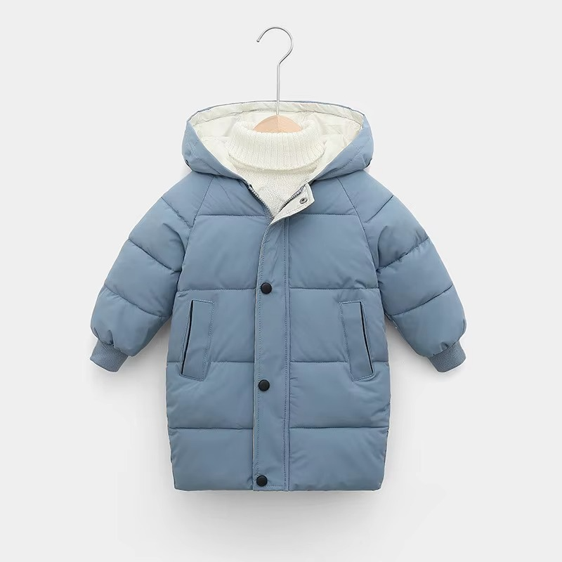 Kids long hoodie jacket thick winter coat sporty unisex style extended fit for boys girls ages 4–10