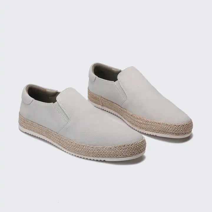Men's Miguel calf suede loafers in neutral tone, sleek urban silhouette with leather sole