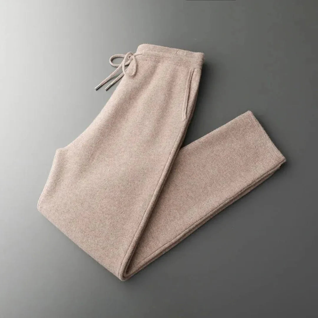 Heather merino wool slim fit loungewear pants for women with adjustable waistband, soft natural warmth
