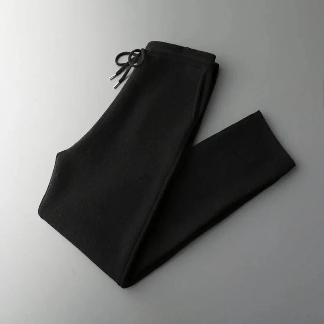 Heather merino wool slim-fit loungewear pants for women with adjustable waistband, soft natural warmth