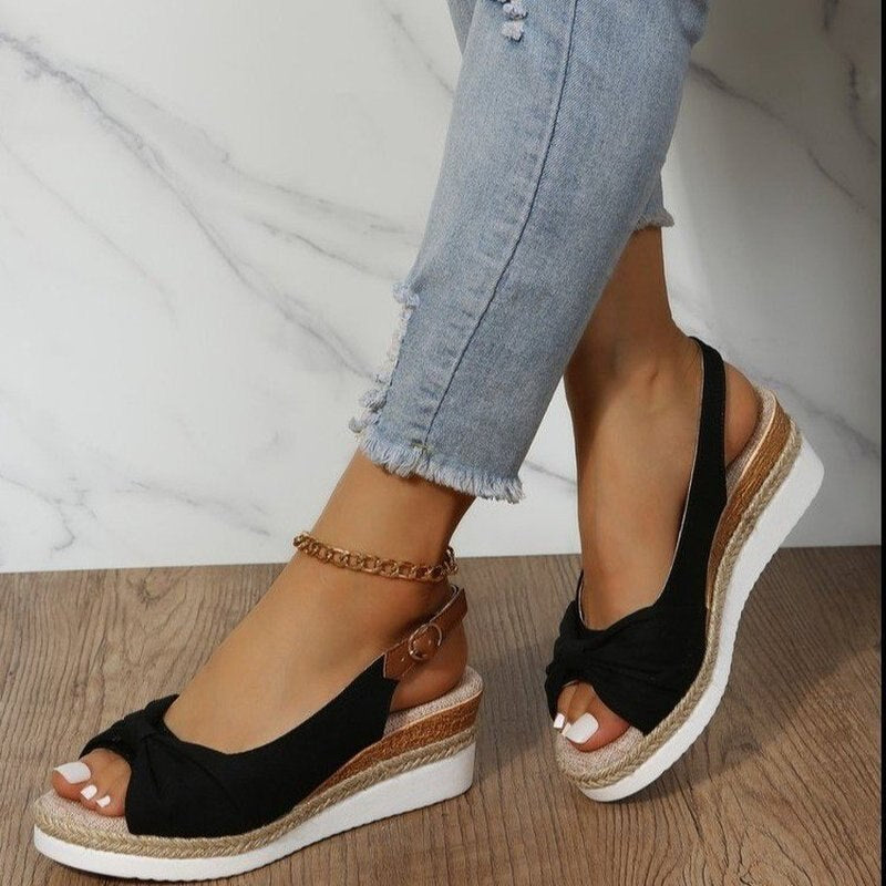 Blush espadrille sandals with knotted front detail and adjustable slingback for women