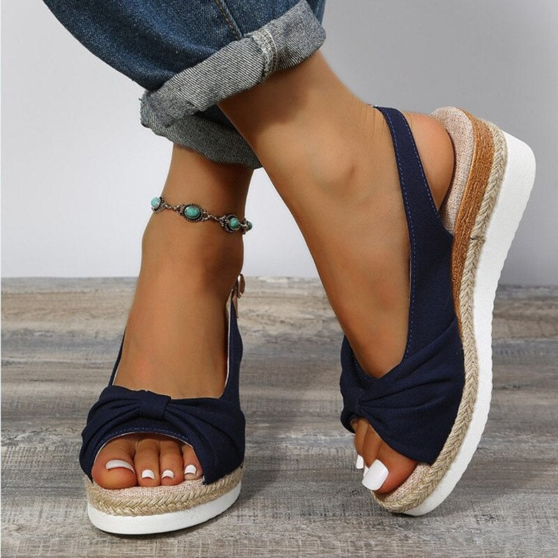 Blush espadrille sandals for women with knotted front detail and adjustable slingback strap