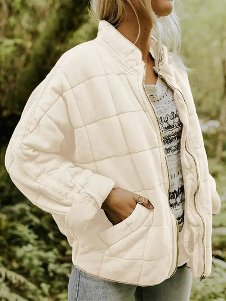 Women's oversized transition jacket thickened warm casual sporty style with relaxed fit
