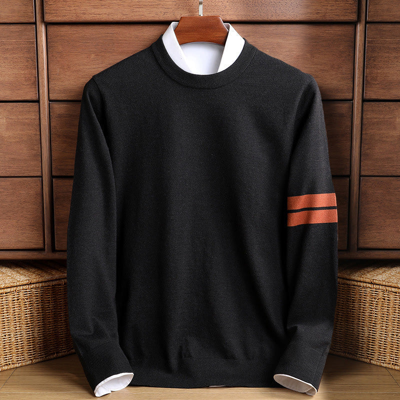 Men's mock neck pullover sweater classic fit ribbed edges smart casual knit for modern style