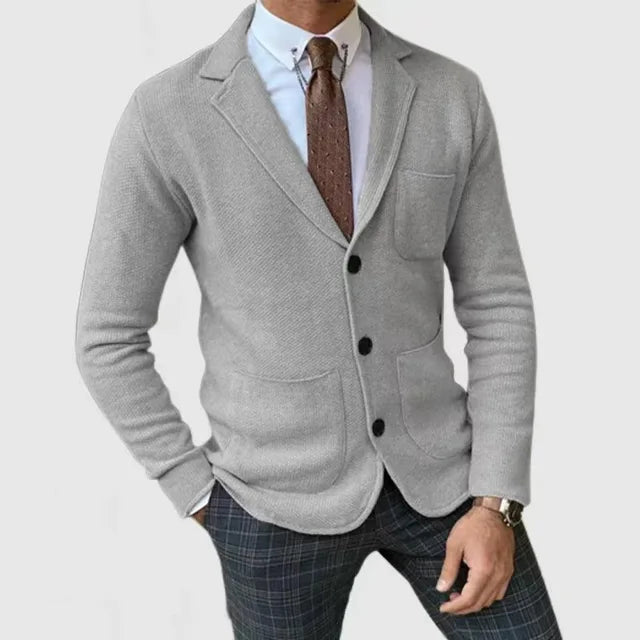 Men's tailored knit blazer smart casual fit breathable soft fabric for modern professionals