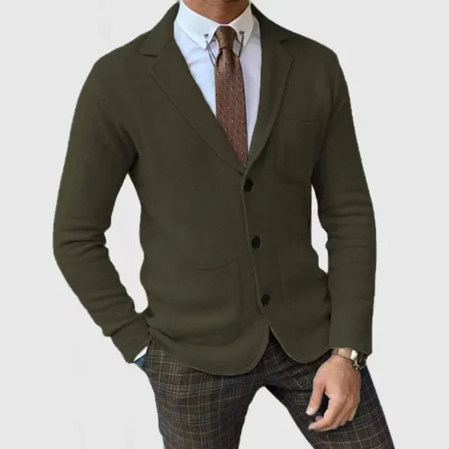Men's tailored knit blazer smart casual fit breathable soft fabric for modern professionals