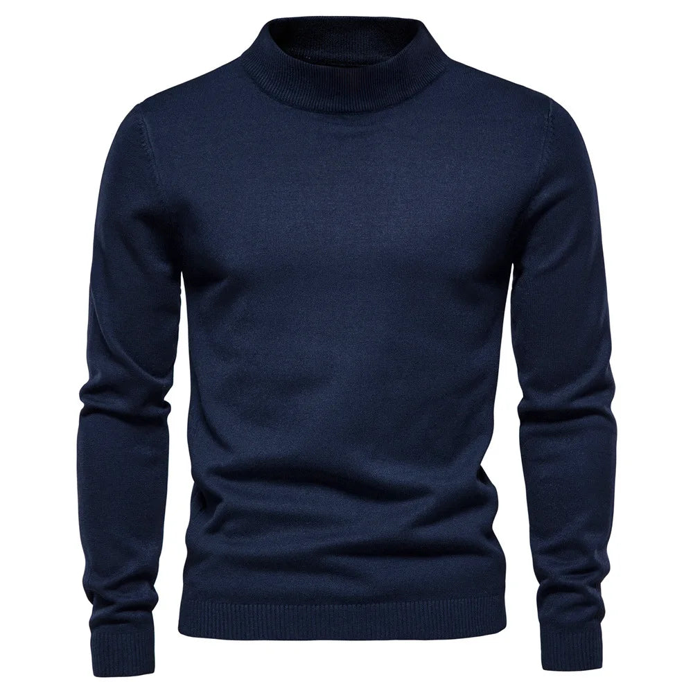 Men's classic turtleneck sweater elegant knit all-season slim fit versatile wardrobe essential