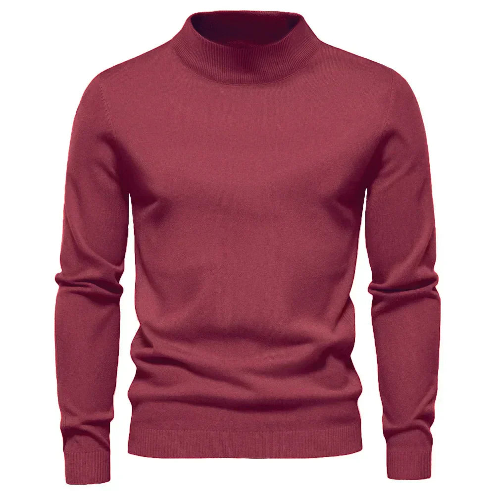 Men's classic turtleneck sweater elegant knit all-season slim fit wardrobe essential