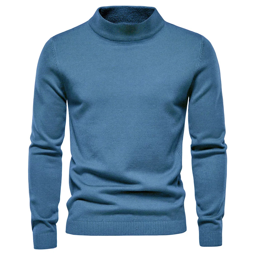 Men's classic turtleneck sweater elegant all-season knit with refined silhouette for business and casual wear