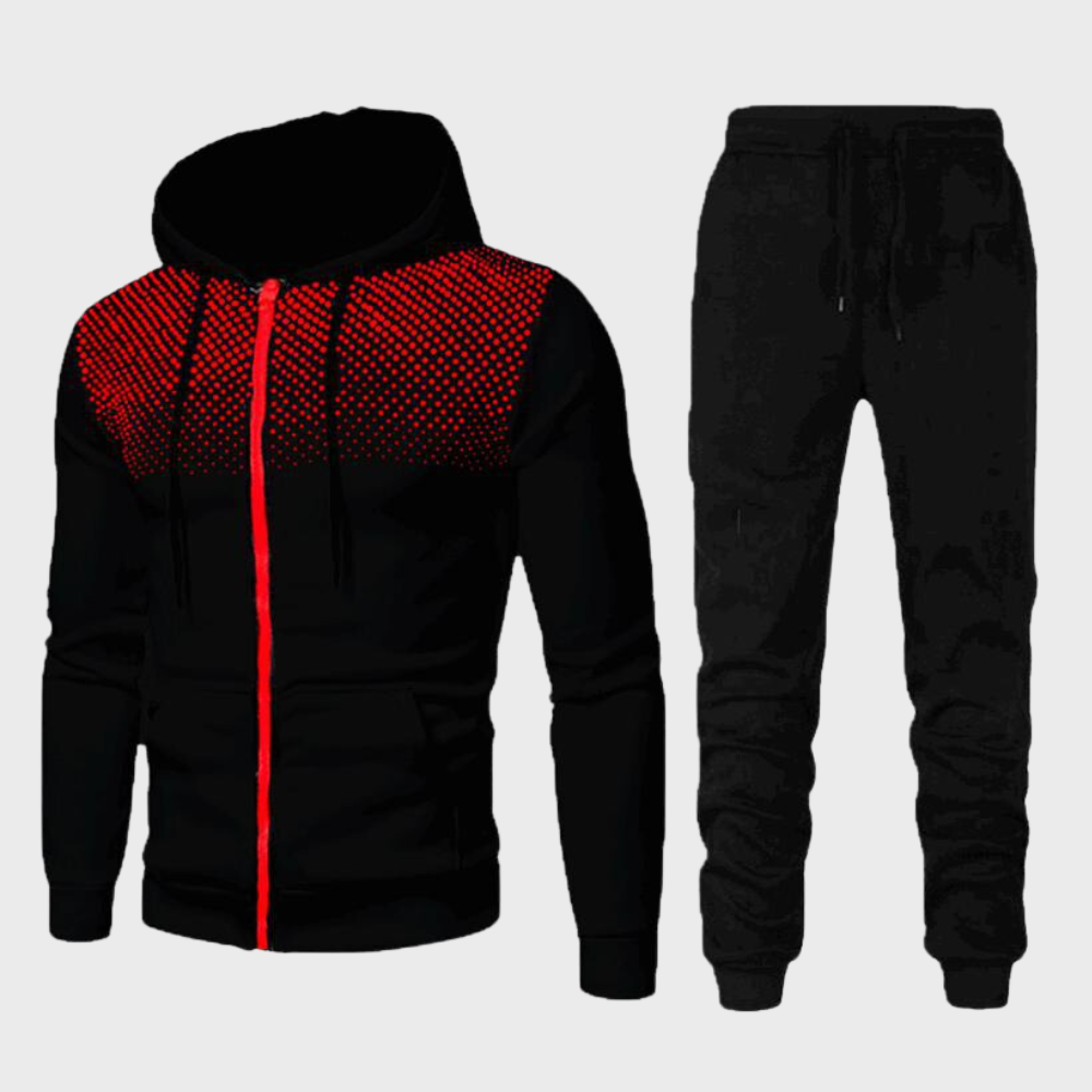Men's casual tracksuit set zip-up hoodie tapered jogger pants sporty streetwear two-piece outfit