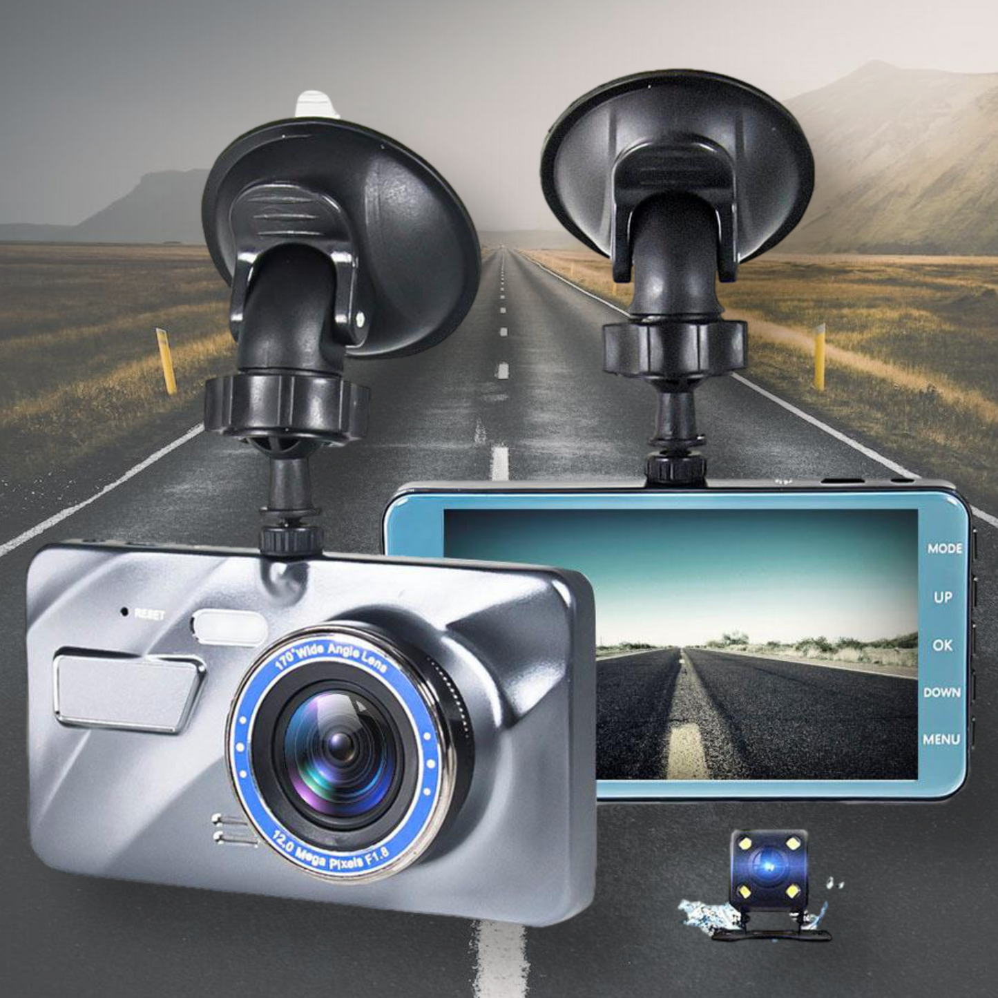 Wireless front and rear dashcam with night vision - 1080P dashboard camera for car - Urbann-Vibe