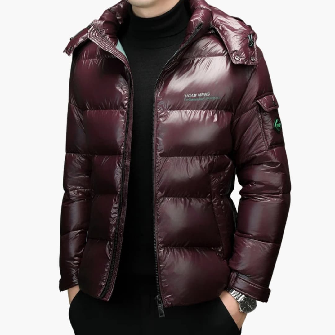 Men's lightweight insulated down jacket long sleeve simple silhouette everyday versatile cool weather layer