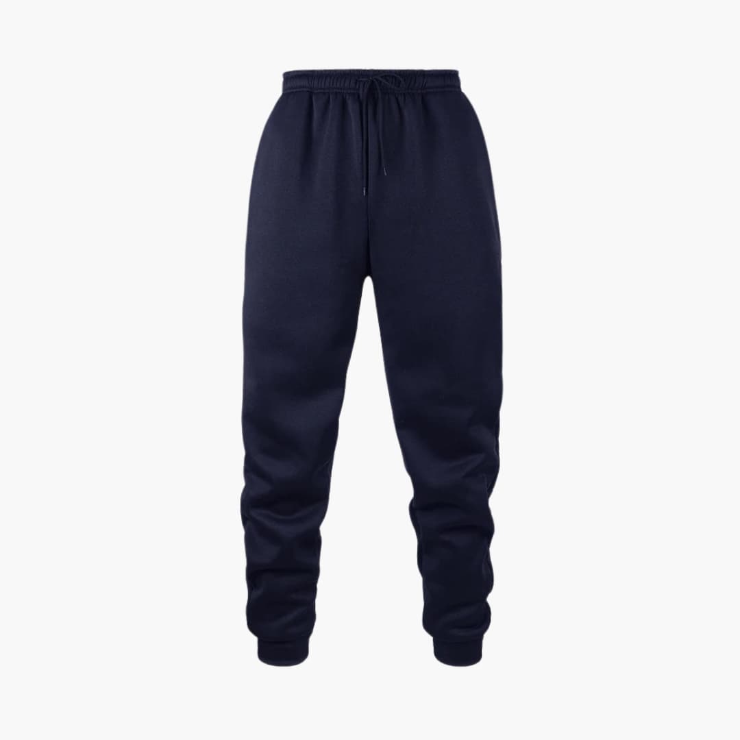 Men's tapered jogger pants with drawstring waistband, ribbed cuffs, and side pockets for active wear
