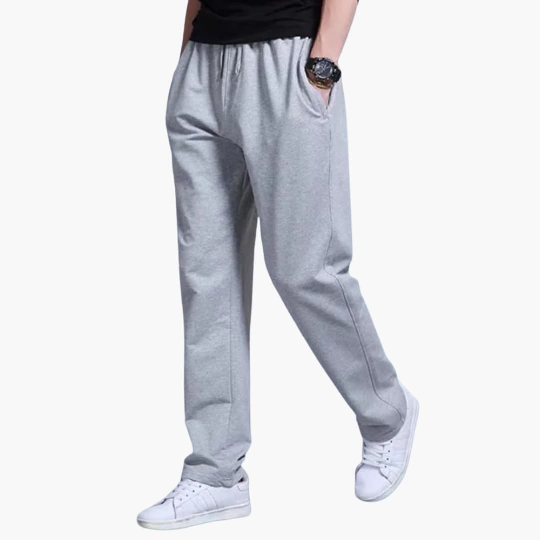 Men's straight leg jogger pants with elastic drawstring waist and two side pockets for active wear