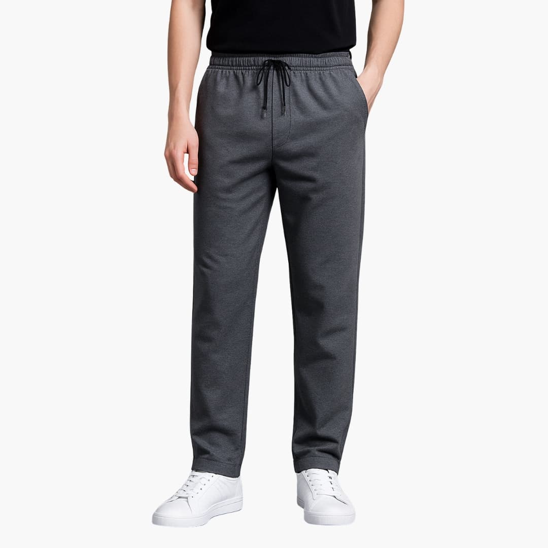 Men's straight leg jogger pants with elastic drawstring waist and two side pockets for active wear