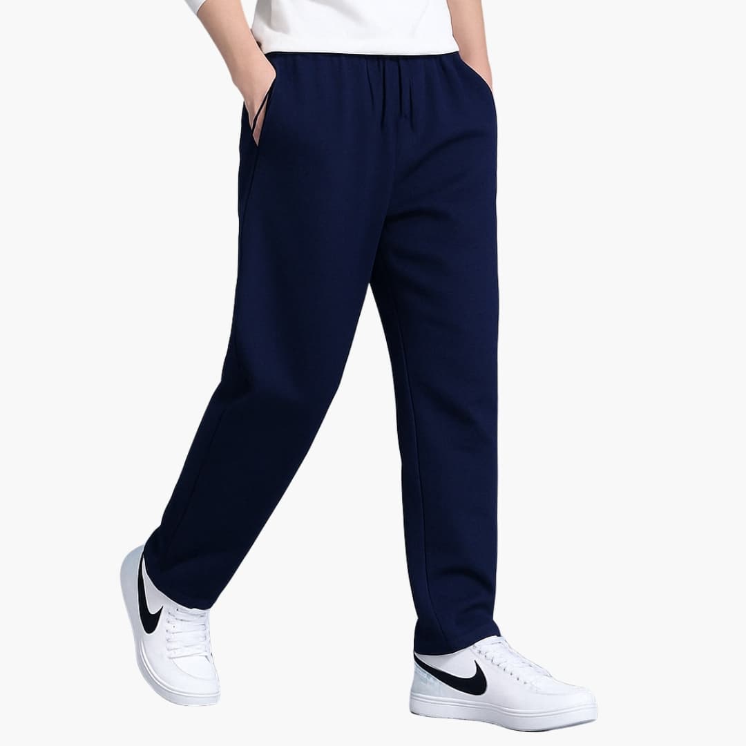 Men's straight leg jogger pants with elastic drawstring waist and two side pockets for active wear