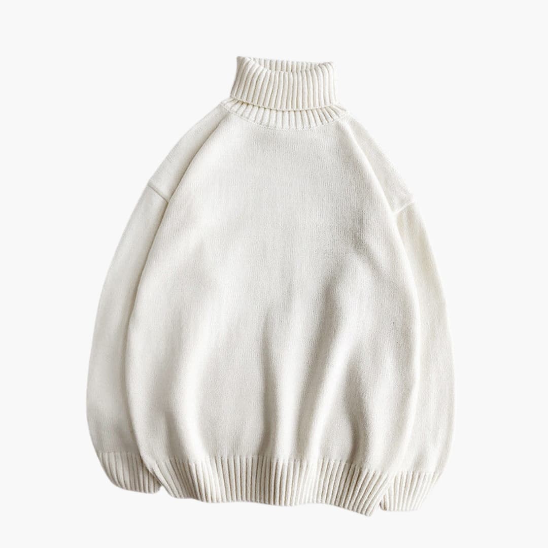 Men's roll neck sweater gray textured knit regular fit high collar winter office casual wear