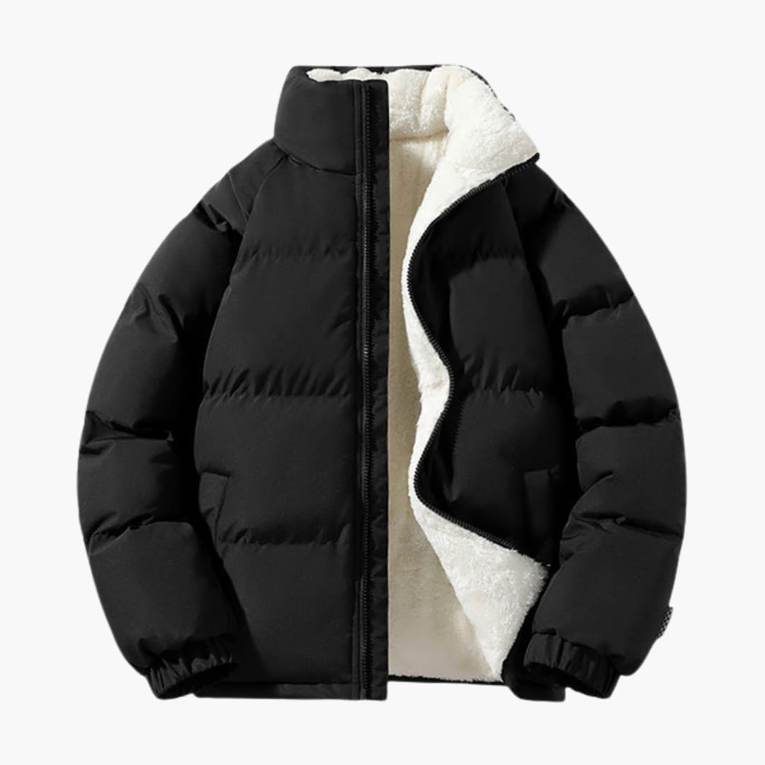 Men's navy quilted jacket fleece-lined full zip high collar lightweight everyday outdoor layering