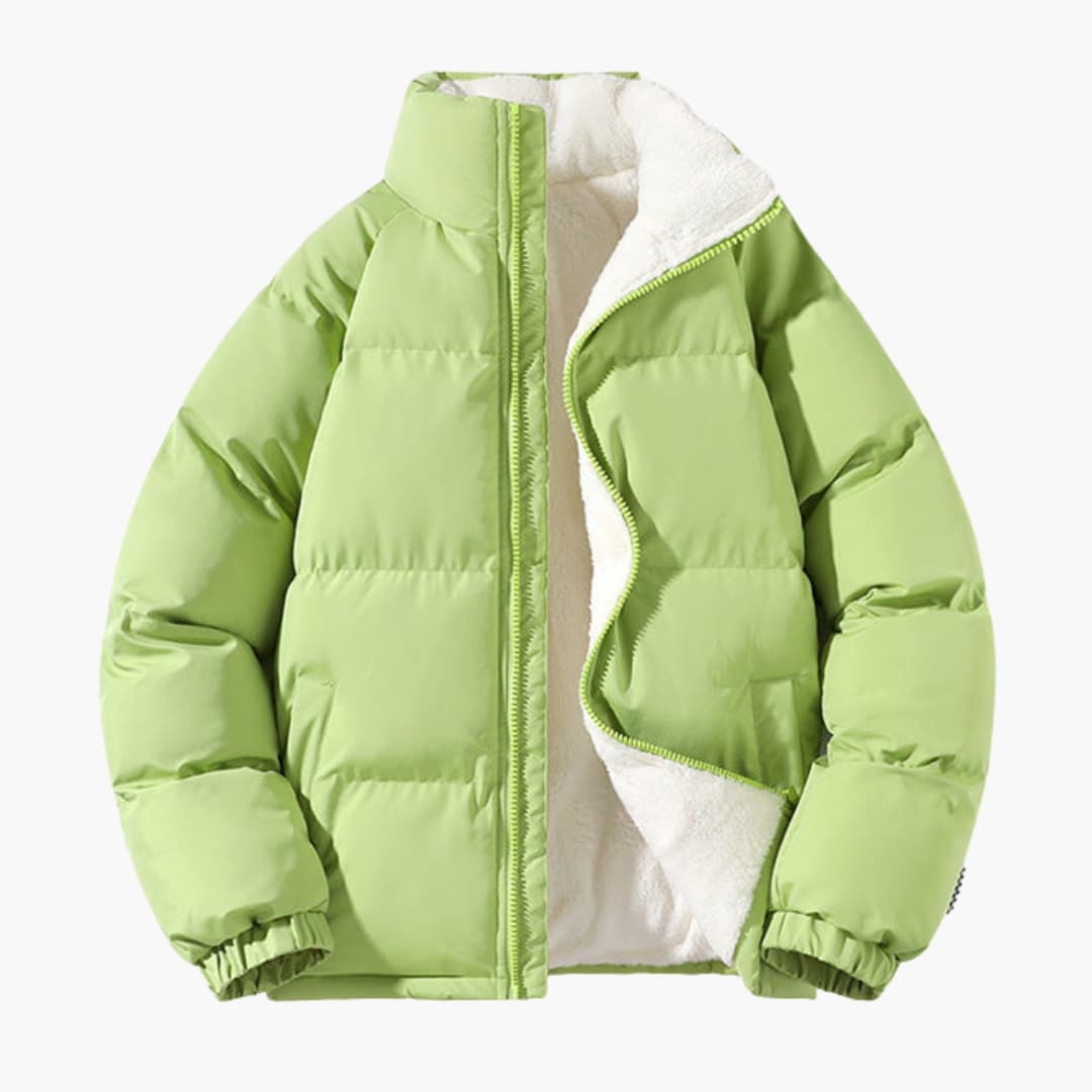Men's navy quilted jacket fleece-lined full-zip high collar lightweight insulated outdoor wear