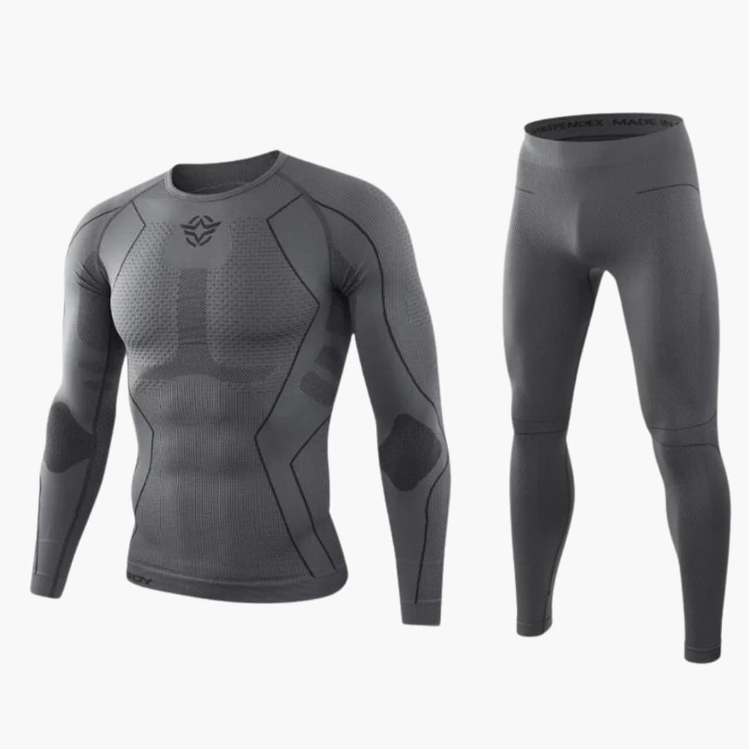 Men's thermal underwear set long sleeve shirt and pants cold weather base layer round neckline
