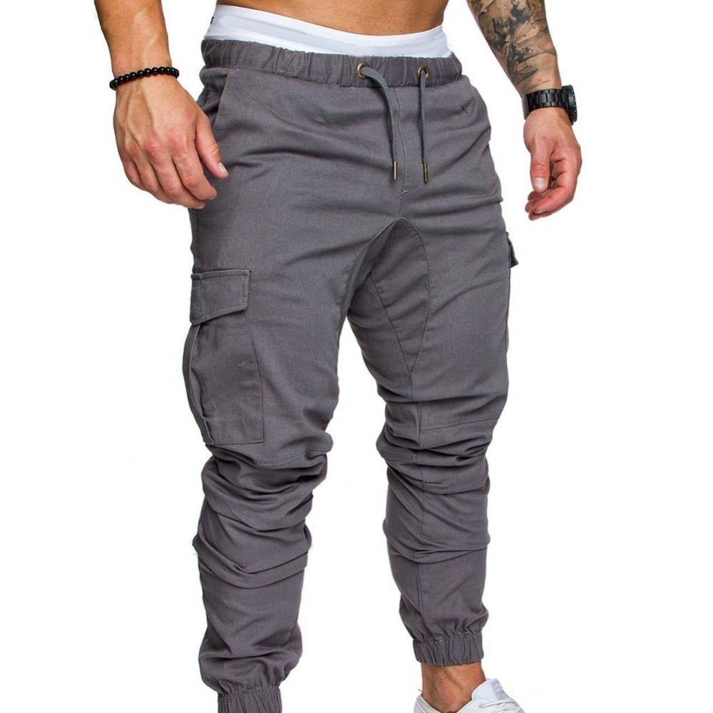 Men's cargo pants elastic waistband regular fit breathable fabric multiple functional pockets everyday wear