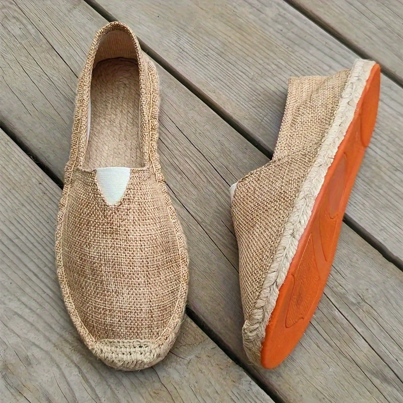 Men's canvas espadrille loafers slip-on style lightweight breathable rubber sole summer casual shoes