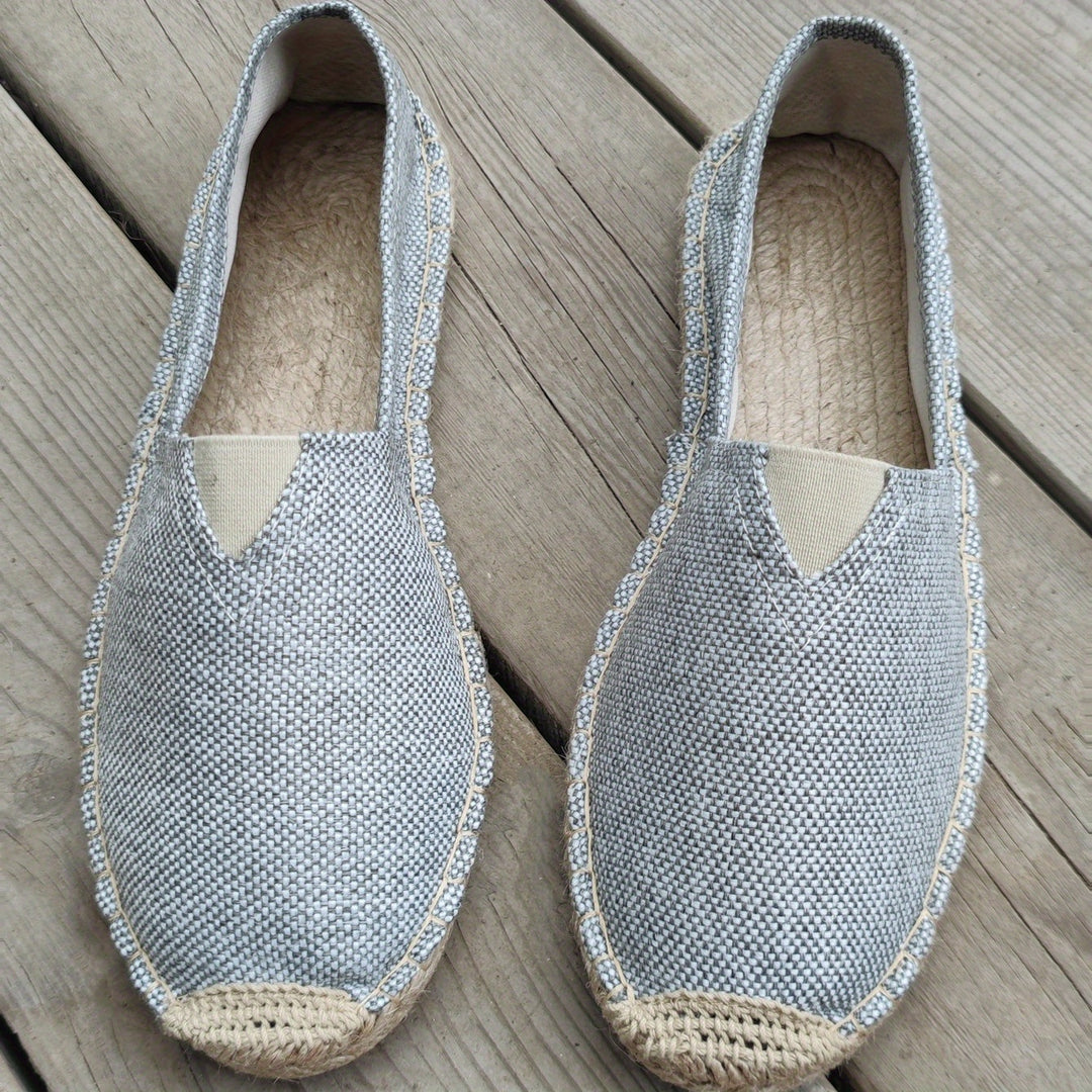Men's canvas espadrille loafers slip-on style lightweight breathable rubber sole summer casual