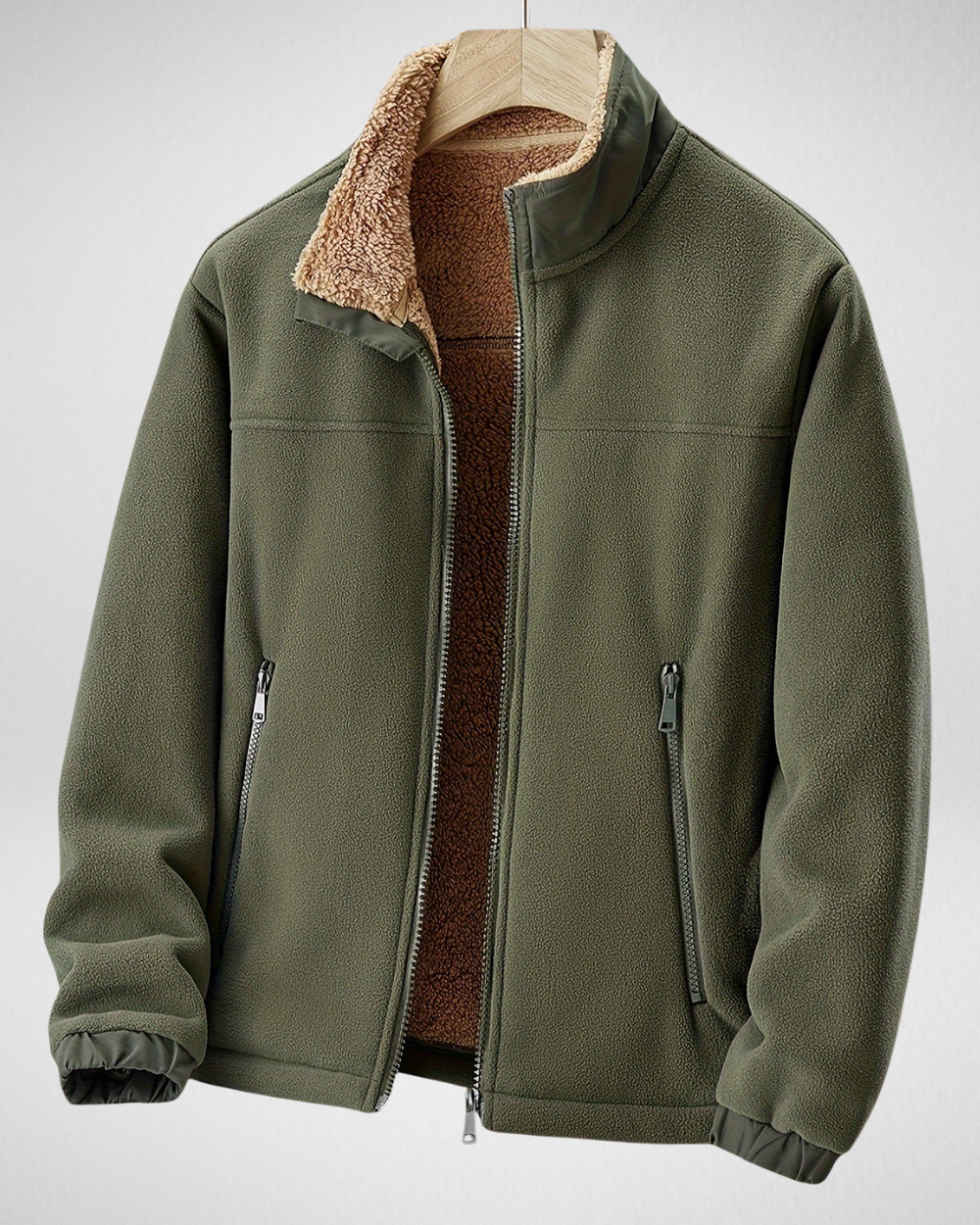 Men's fleece jacket autumn winter full-zip breathable soft lining outdoor warmth comfort