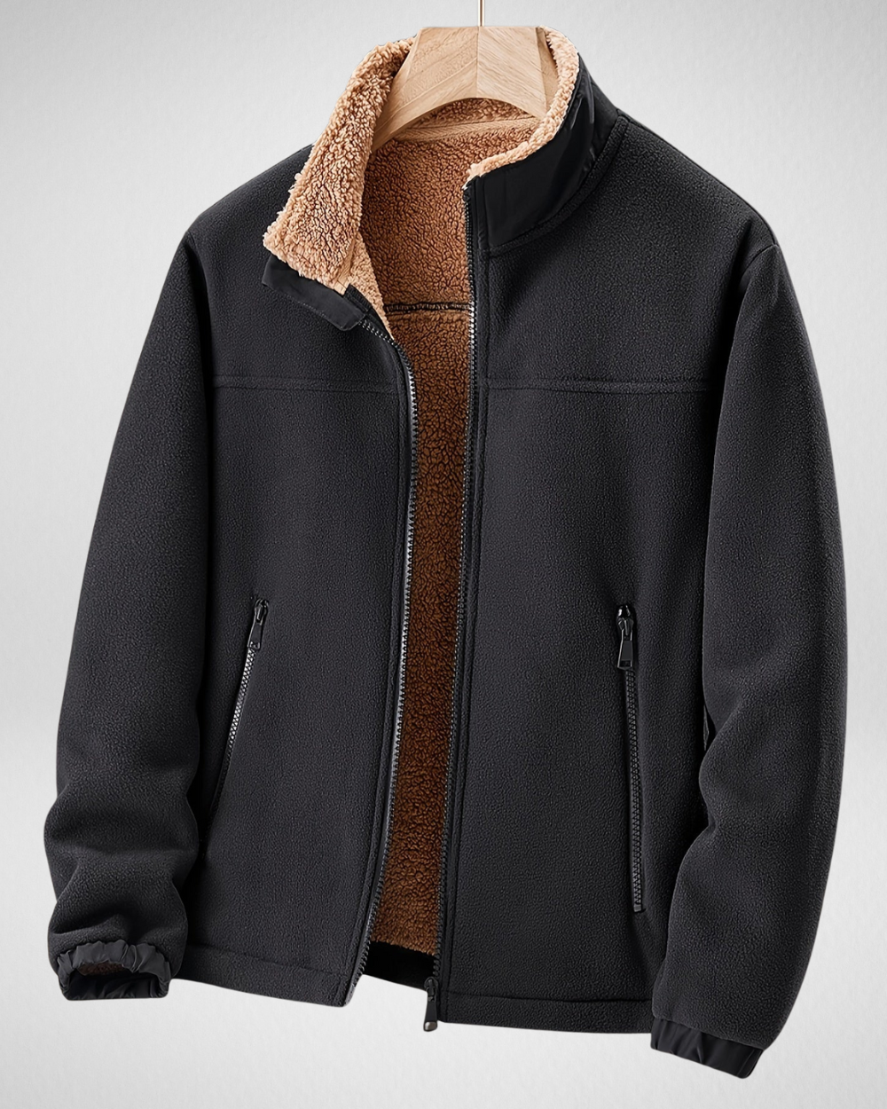 Men's fleece jacket autumn winter warmth breathable full-zip outdoor comfort layer