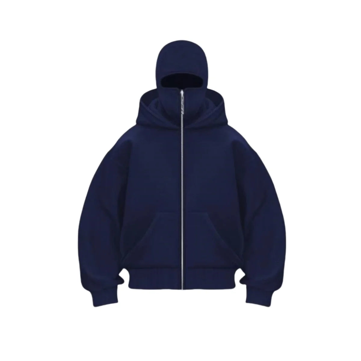 Men's black Y2K balaclava hooded sweatshirt with integrated face mask windproof streetwear