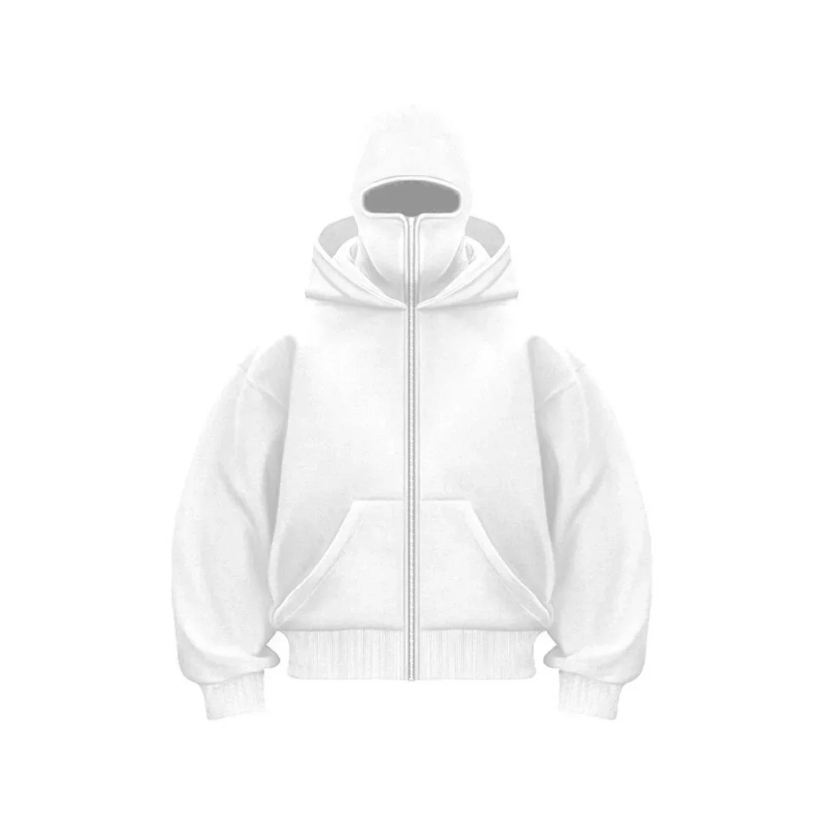 Men's black Y2K balaclava hooded sweatshirt with integrated face mask windproof streetwear
