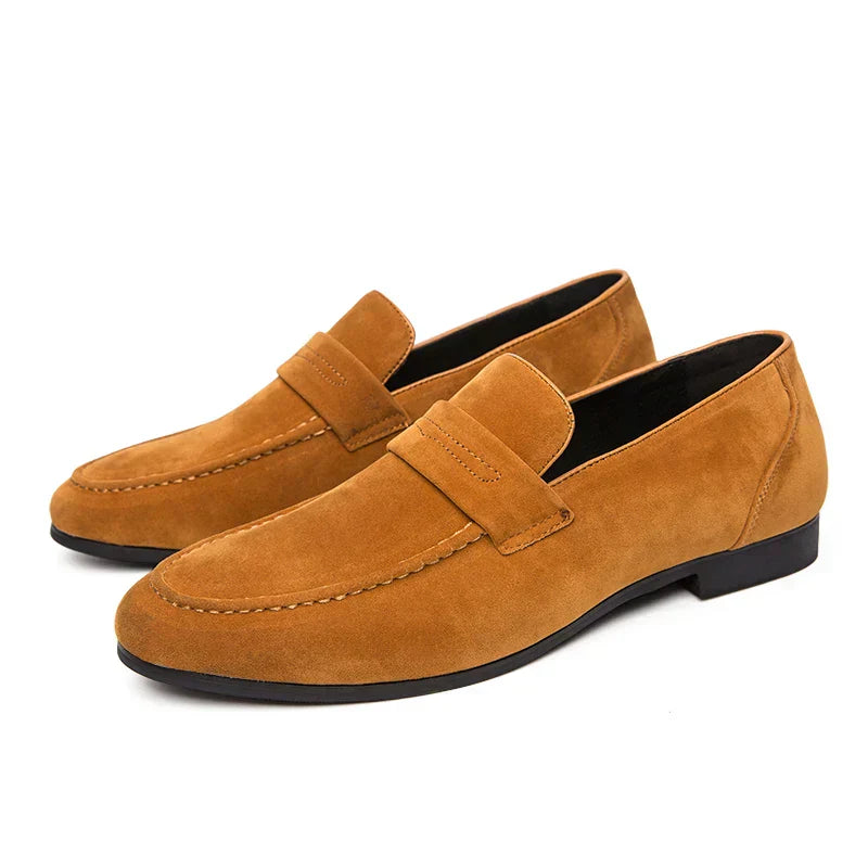 Men's faux suede loafers comfort fit elegant casual slip-on shoes refined silhouette
