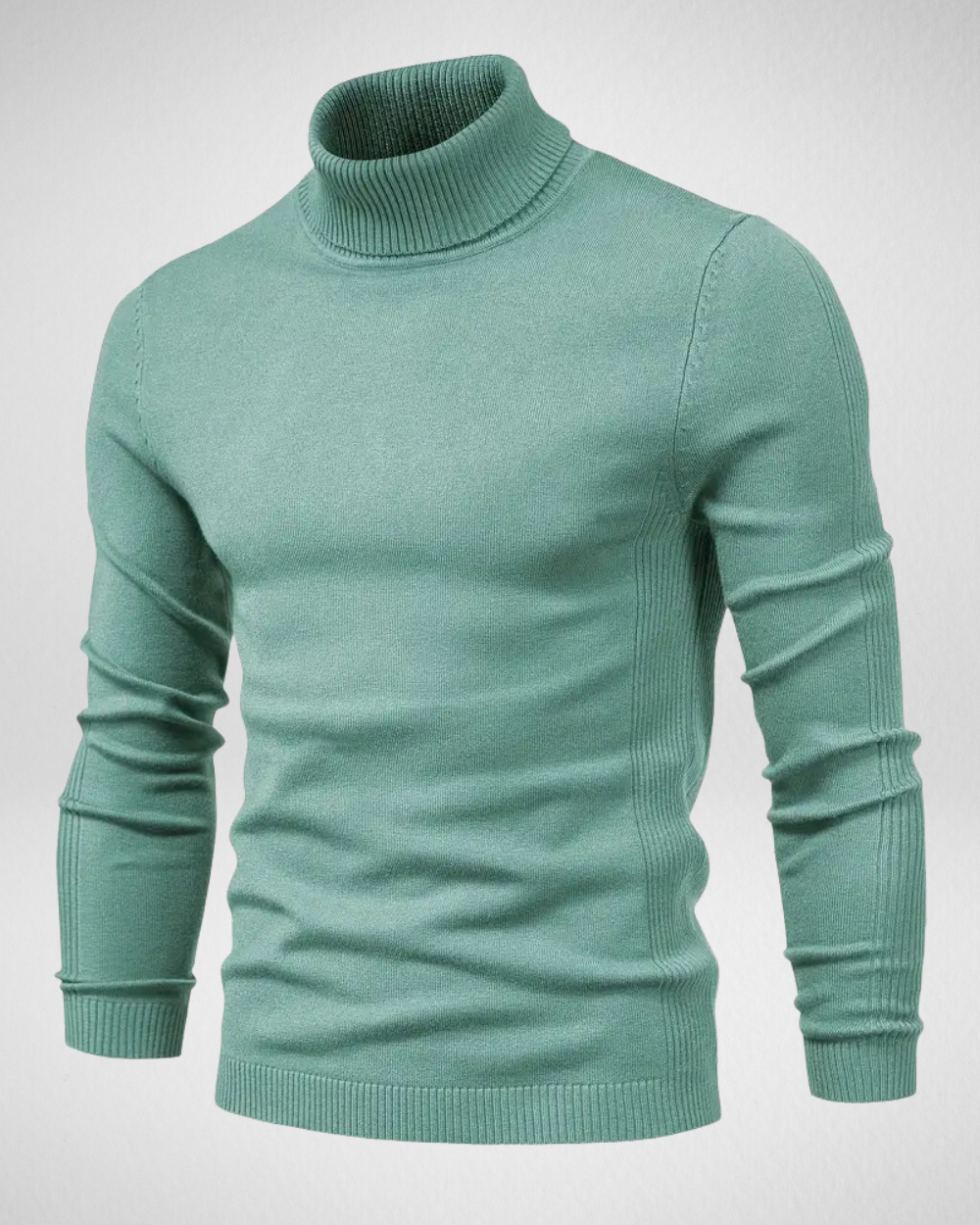 Men's slim fit turtleneck sweater soft knit fabric smart casual modern style