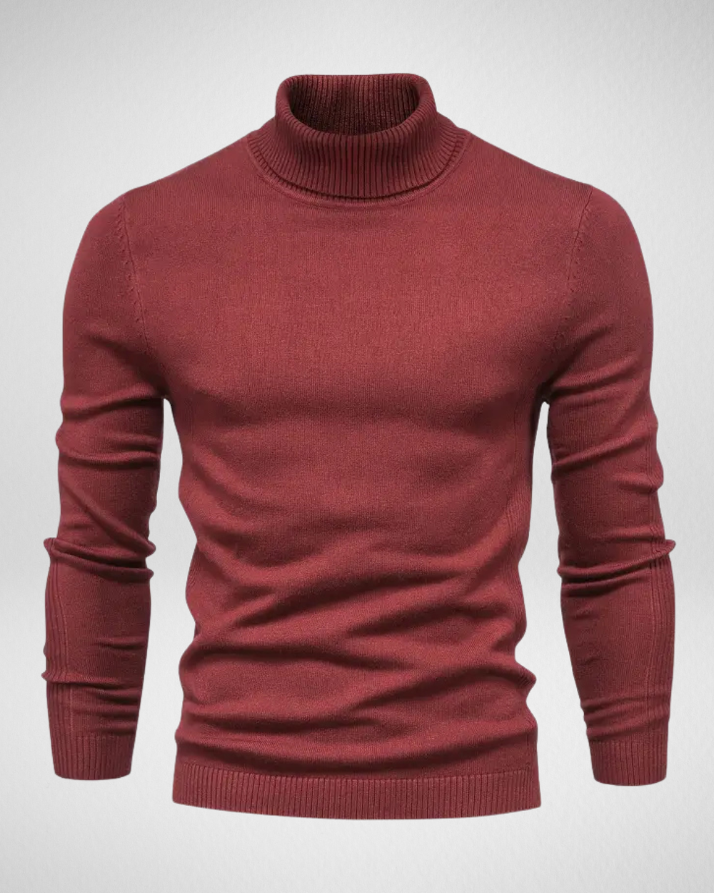 Men's slim fit turtleneck sweater soft knit fabric smart casual modern streamlined silhouette