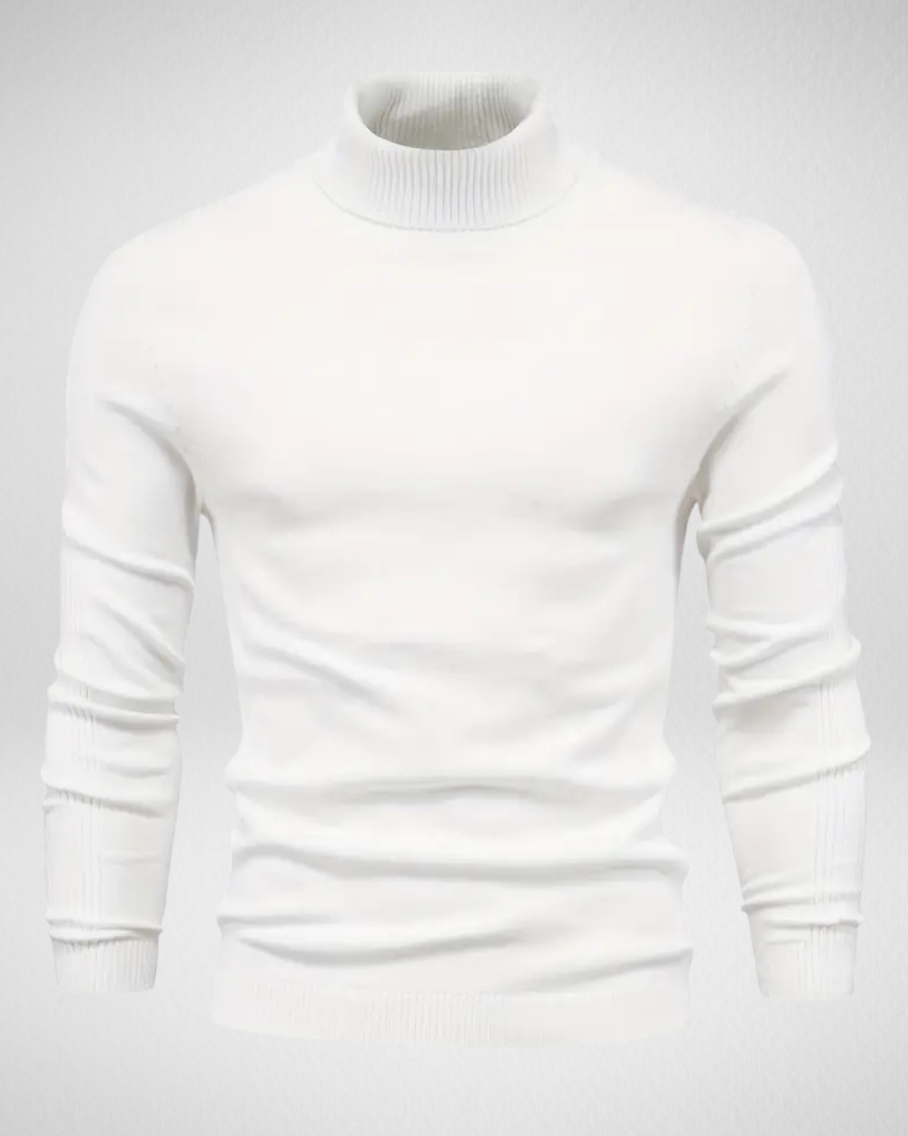 Men's slim fit turtleneck sweater soft knit fabric smart casual modern style streamlined silhouette