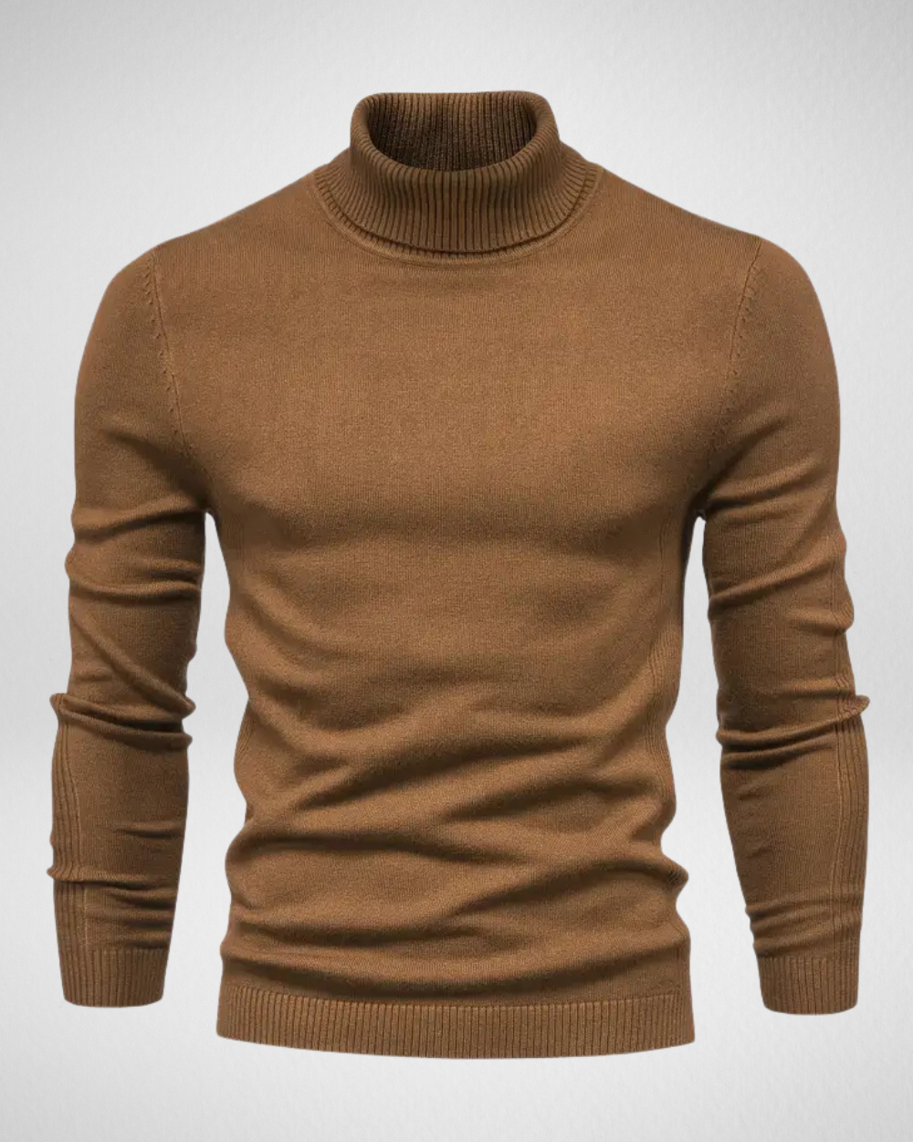 Men's slim fit turtleneck sweater soft knit fabric smart casual modern streamlined silhouette