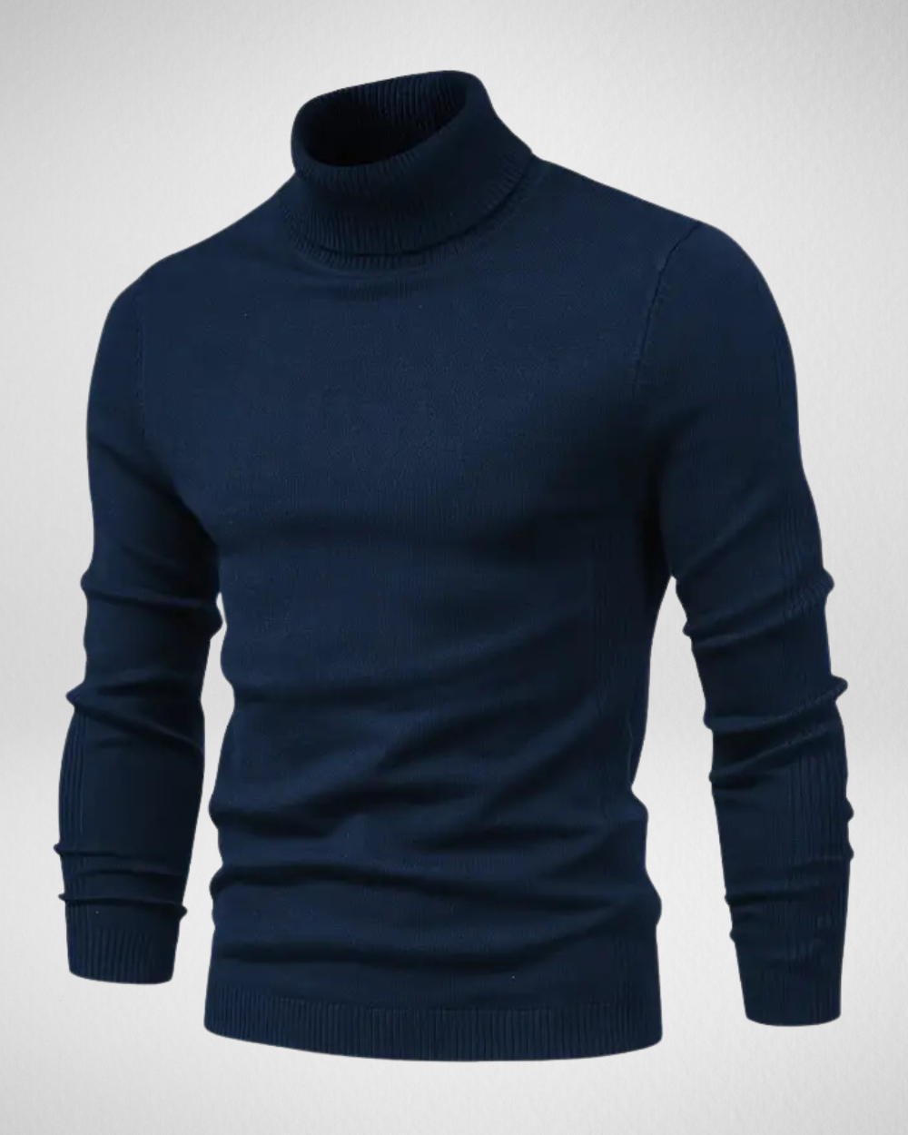 Men's slim fit turtleneck sweater soft knit fabric smart casual modern streamlined silhouette